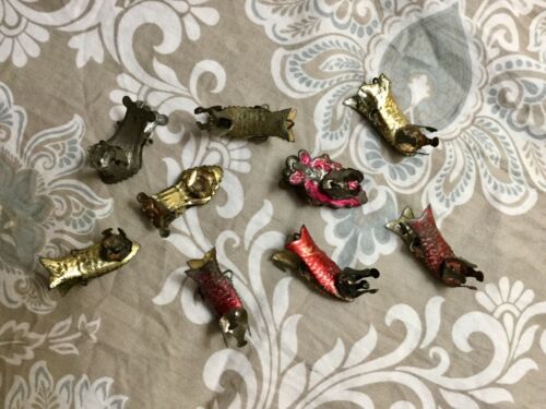 9 Antique /Vintage  Fish And Unique Clip On Christmas Tree Candle Holders