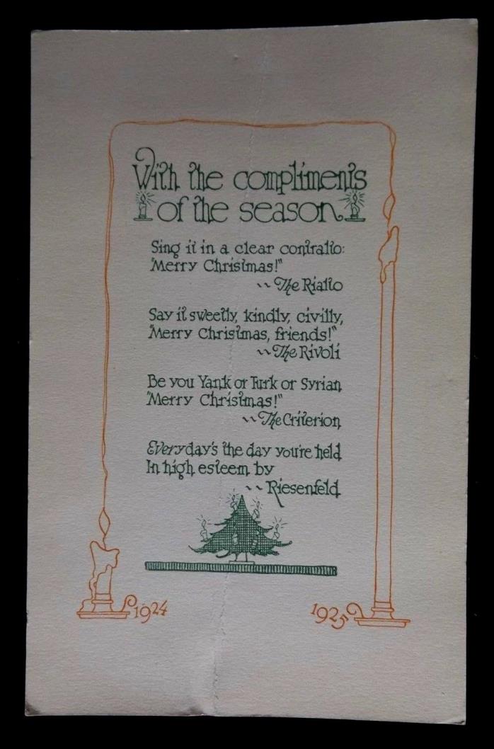 Lovley Simple Vintage 1924 - 1925 Christmas Card Poem
