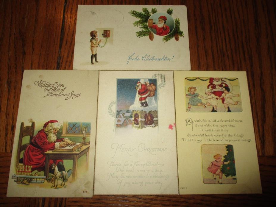 4 Early Postcards Christmas Greetings