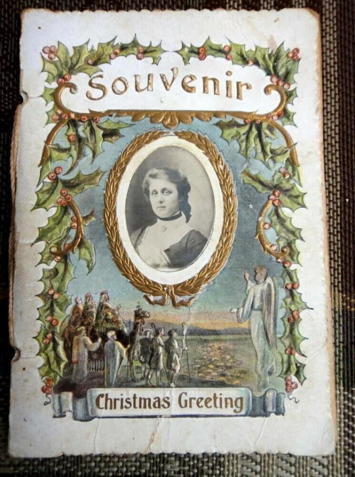 1909 antique PHOTO CHRISTMAS CARD souvenir BOOKLET
