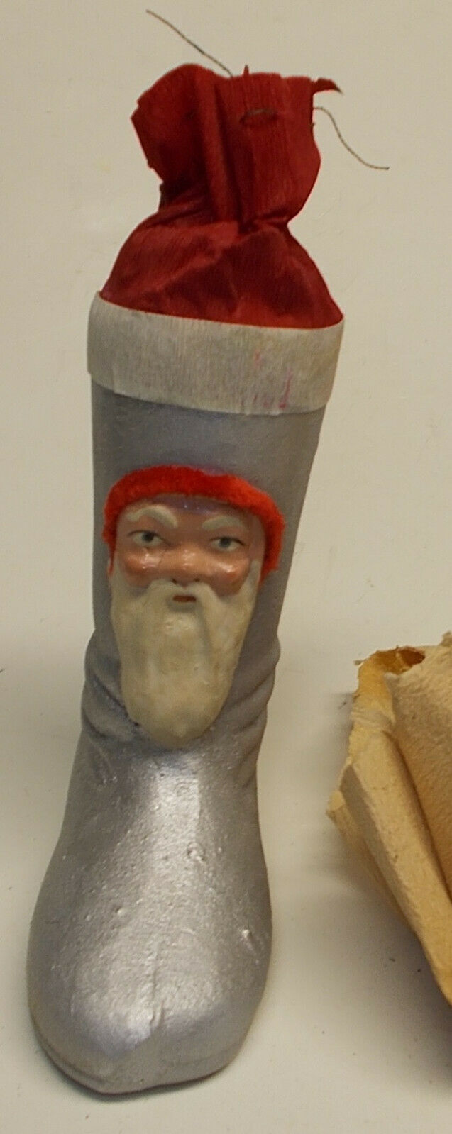 antique SANTA BOOT candy container GERMAN 1920's christmas compostion 5 1/2