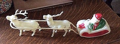 Celluloid Santa and Sleigh with 2 Deer
