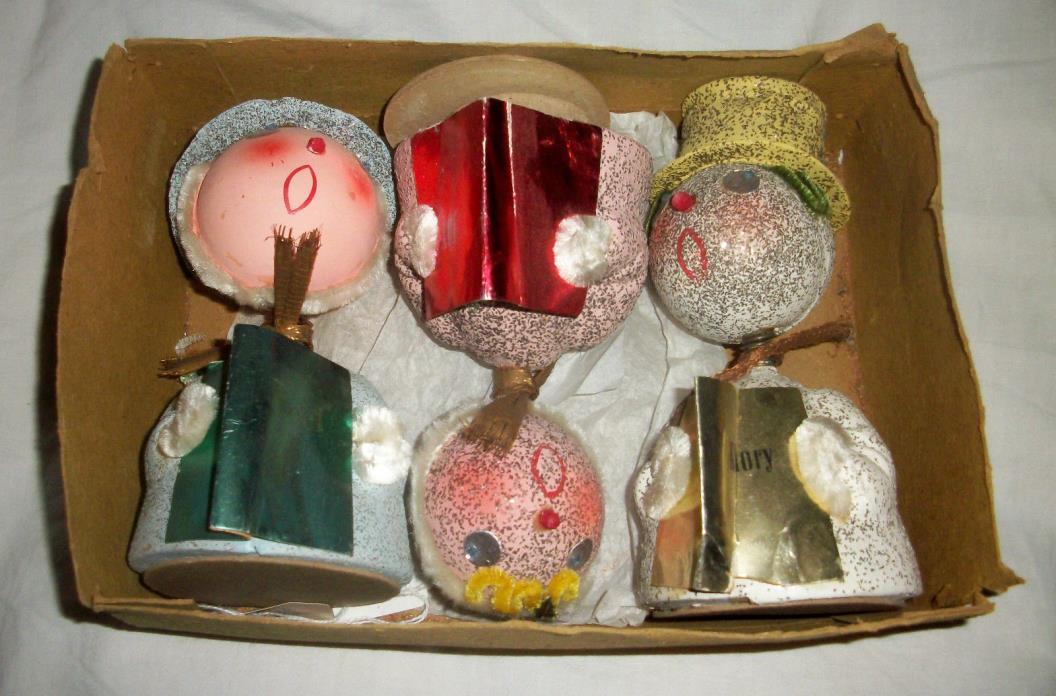Vintage Christmas Candy Containers Bobble Head Nodders Set of 3 Original Box A+
