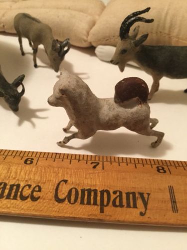 19th C Antique German Putz Spitz Husky Dog Flocked Composition Painted Face OLD