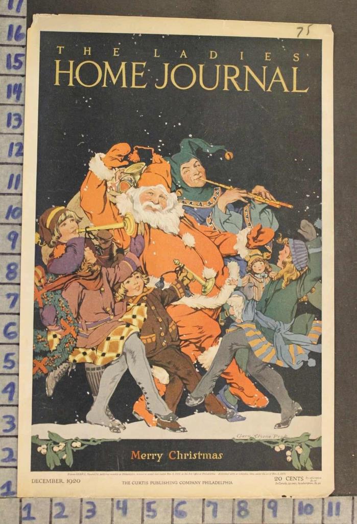 1920 HOLIDAY CHRISTMAS SANTA CLAUS MUSIC BAND CREAM WHEAT ILLUS PECK COV RI84