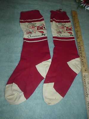 Vintage Antique Christmas Santa Socks 1930's Stockings