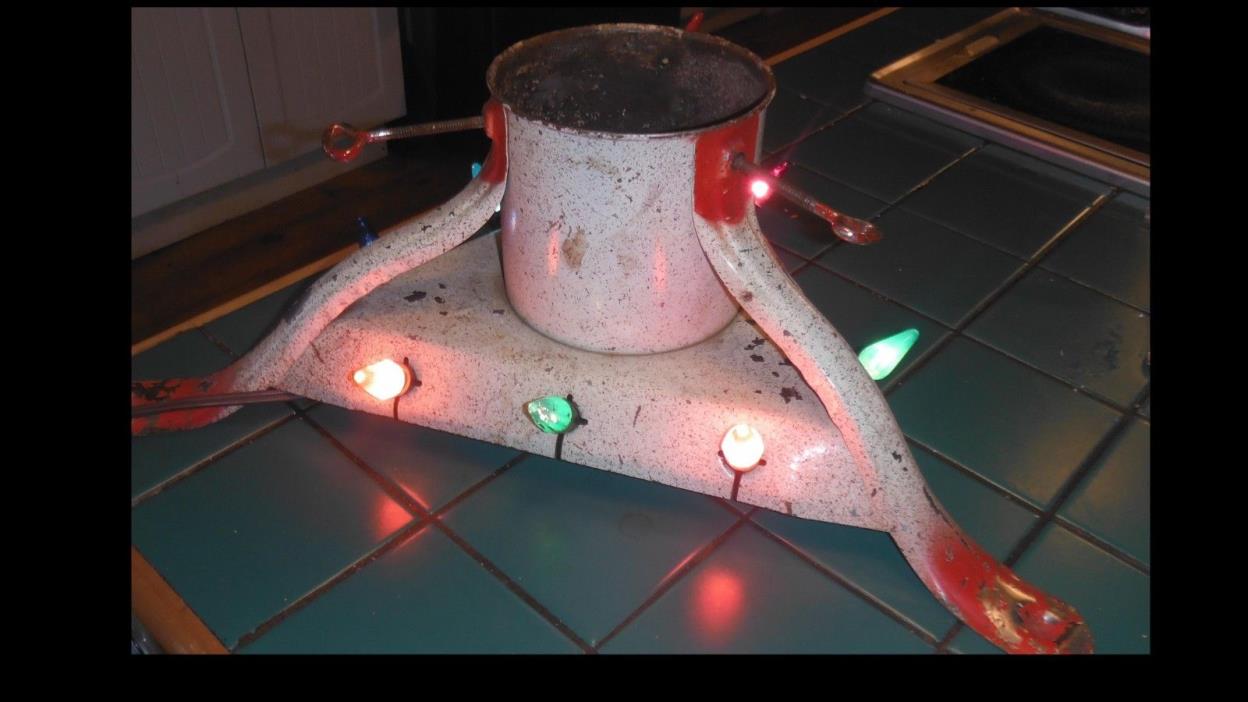 Mid Century Atomic CHRISTMAS TREE STAND WITH LIGHTING OUTLET-and lights