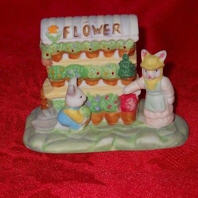 Easter Bunny Flower Stand Porcelain  FIGURINE
