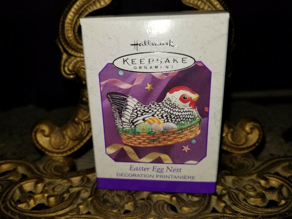 NEW Hallmark EASTER EGG NEST Pressed Tin Chicken Nest 1999 NIB ornament