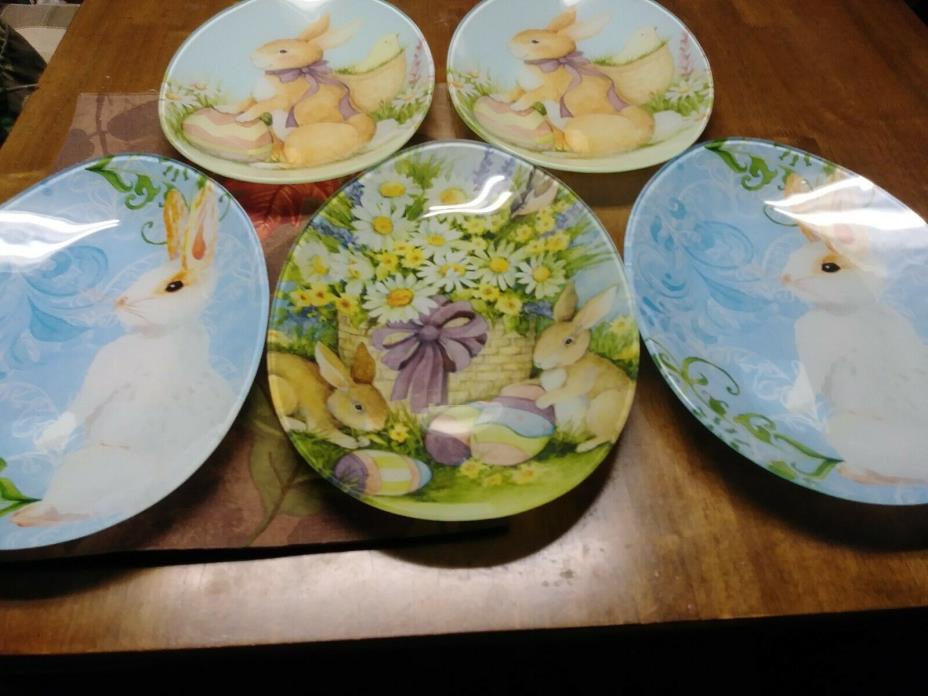 Prima Design Easter Bunny Egg Shaped Glass Plates Set of 5