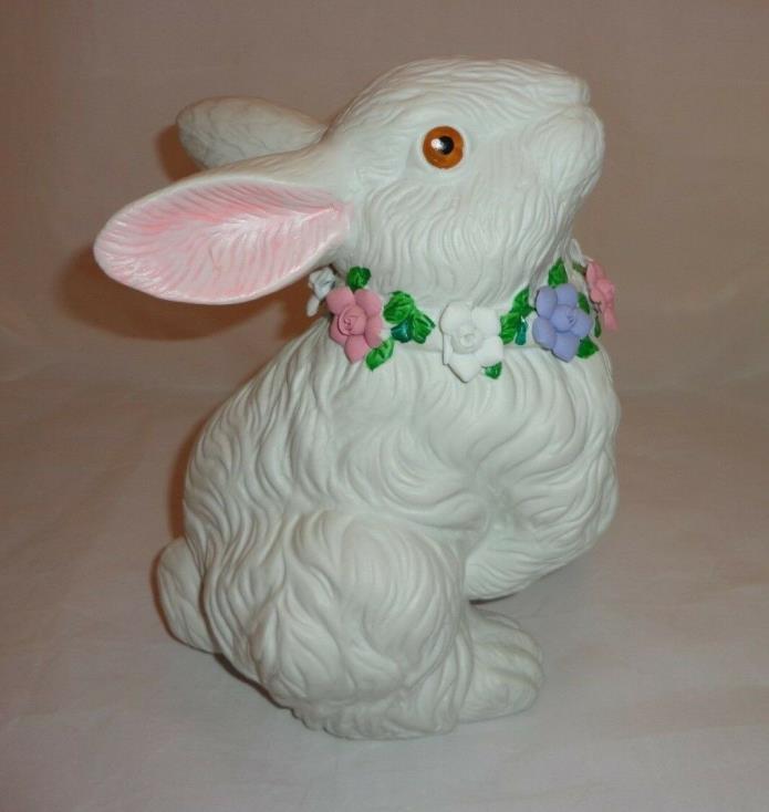 Large White Ceramic Bunny Rabbit for Easter / Spring Decoration