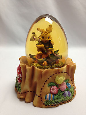 Easter Bunny Rabbit Turtle Mushroom Resin Amber Glass Glitter Snow Globe 2001