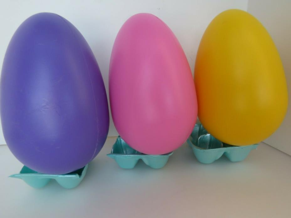 3 Vintage Blow Mold Easter Bunny Eggs Decorations Yard Decor 8