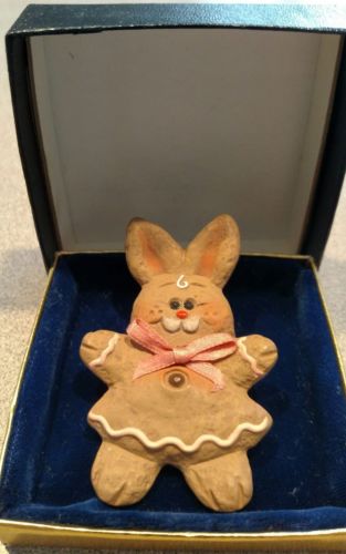 Cute Bunny Rabbit figurine For Easter bisque ceramic Pin