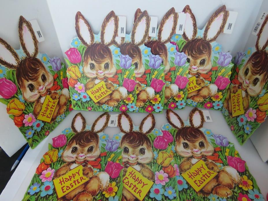 9 Vintage Easter Bunny Die Cut Wall Decorations Lot Window Double Sided  A1947