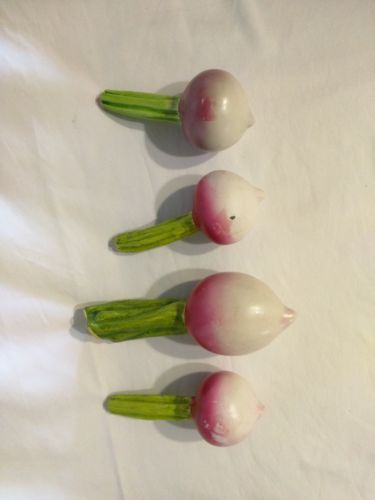 Set of 4 Vintage Faux Radishes Heavy Realistic Kitschy Resin? Clay Polymer? Cute