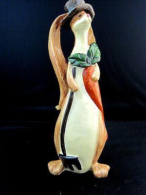 Easter Bunny Rabbit Figurine with Carrot & Top Hat  Modern Design
