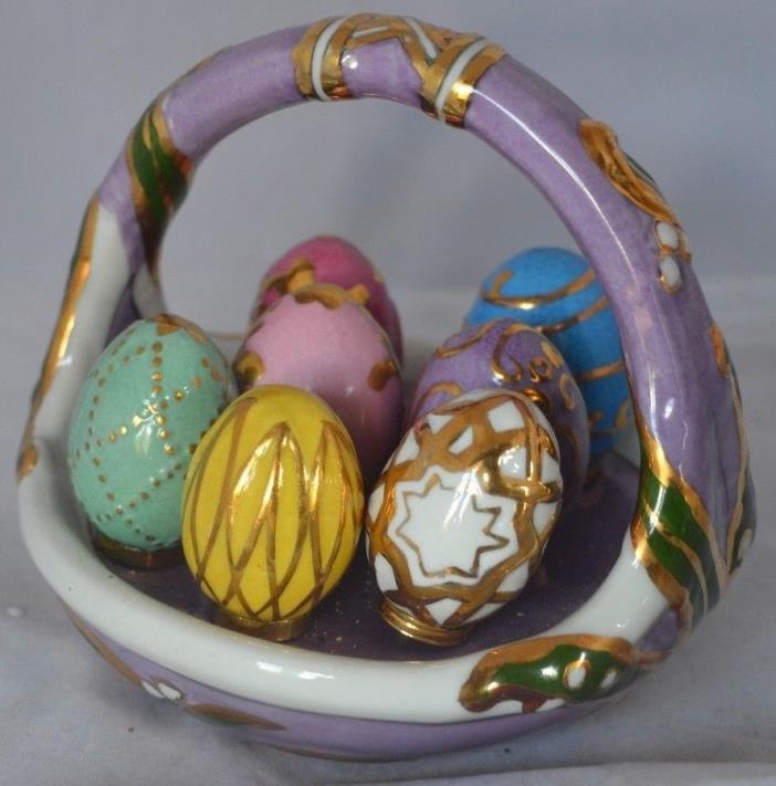 Vintage Easter Basket Ceramic With Eggs