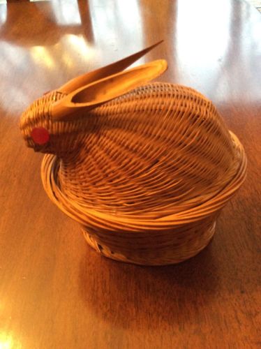 Bunny Rabbit Animal Wicker Basket Easter Covered Box