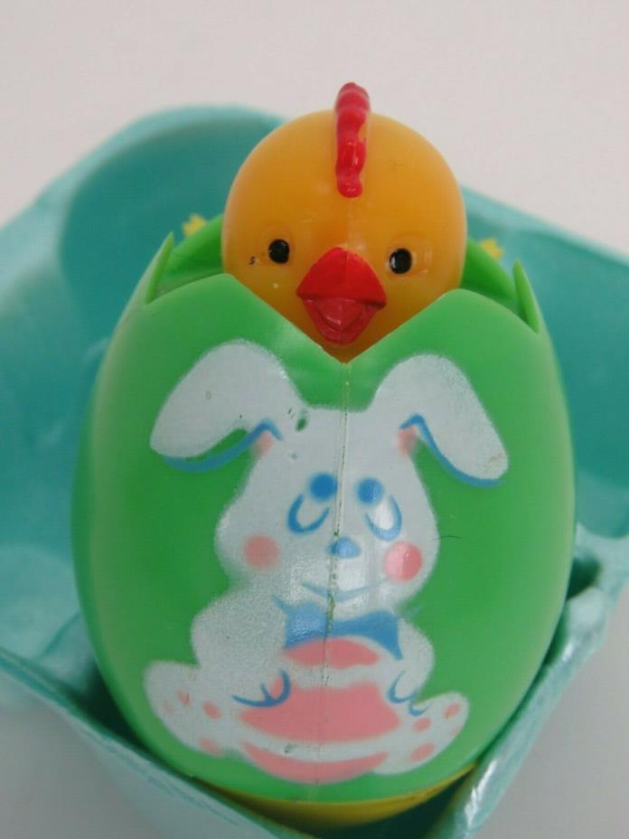 Vintage Easter Creative Creations Plastic Pop Up Chick Egg Toy 1978 Squeak A1977