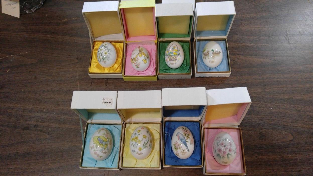 8 Vtg NORITAKE Bone China Easter Egg Collection Limited Edition w Boxes 1970s 80