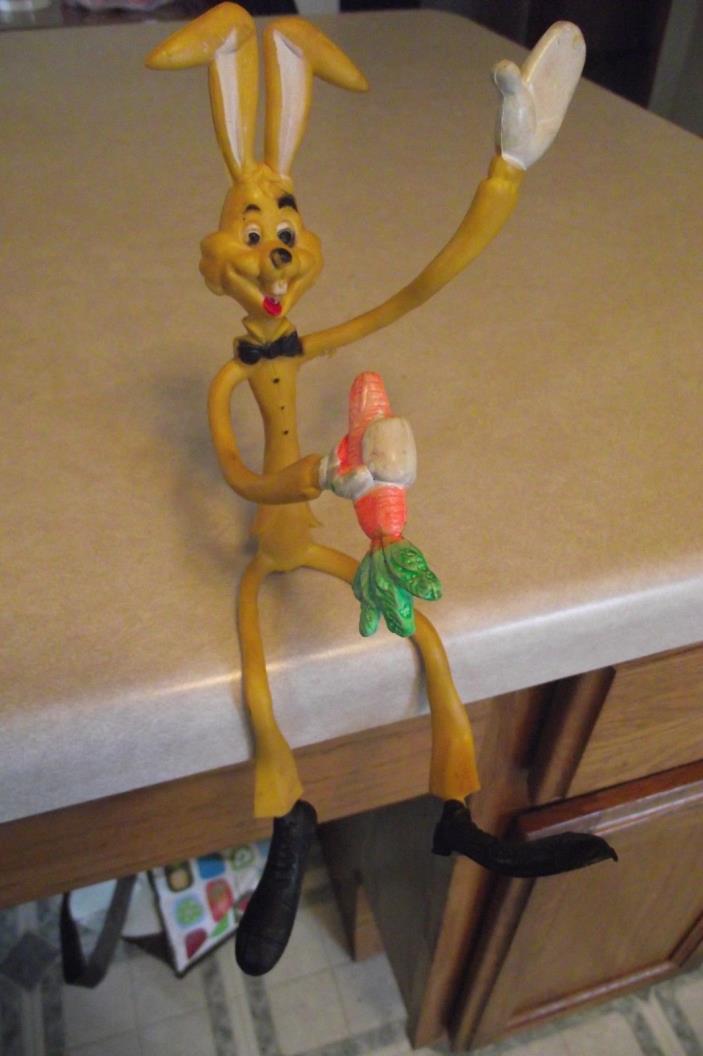 Easter Unlimited Vintage Flexible Rubber Rabbit Rare Yellow Big Feet Holiday Use