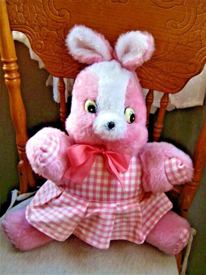 Vintage Stuffed Pink Plush Easter Bunny Rabbit