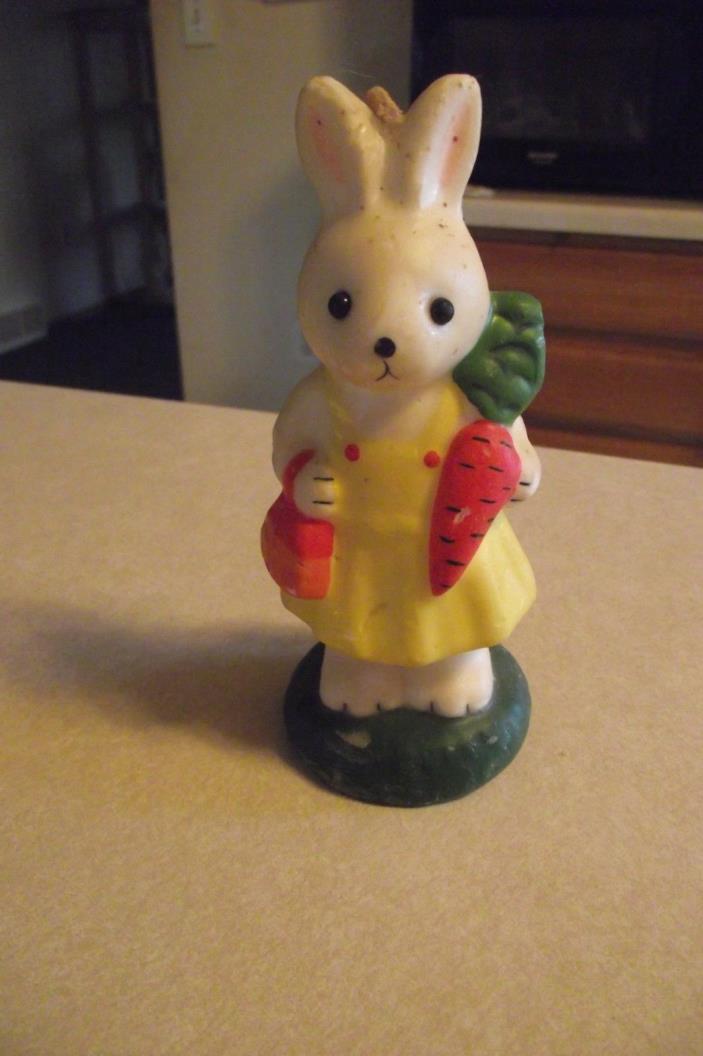 Vintage Easter Candle Female Bunny Rabbit Purse Carrot Yellow Dress Holiday Feet