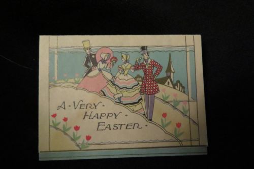 Vintage Art Deco Victorian Couple Easter Card 1920S