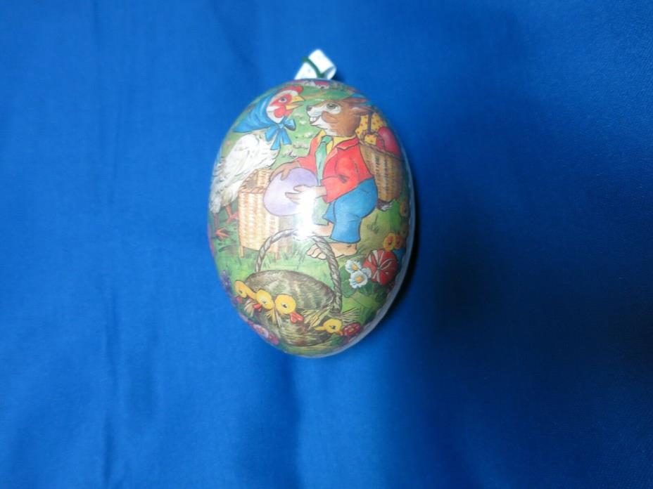 Vintage Made in England Paper Egg Candy Container 4.5 X 3 3/4 inch