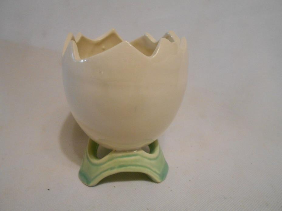vintage cracked egg on base cream with green base Easter  candy / flower vase