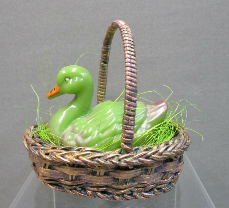 Vintage Plastic Rattle Duck in Basket