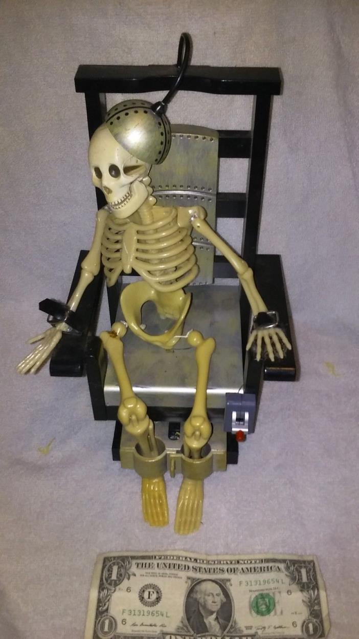 Halloween prop ANIMATED SKELETON IN ELECTRIC CHAIR. Toggle switch, he  animates.