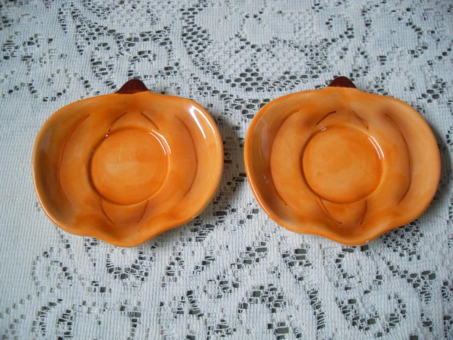 2 Pumpkin Tealight Candle Holders