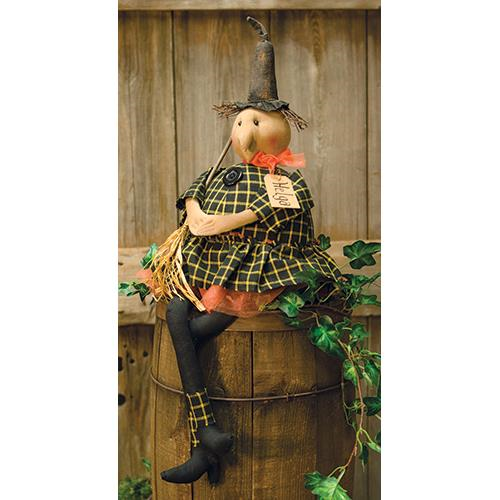Country HELGA WITCH DOLL With Broom Primitive Rustic Fall Halloween
