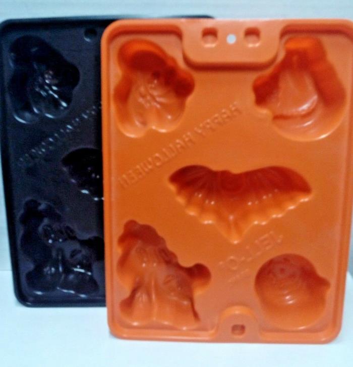 Jello Jiggler Molds 2ct Halloween Molds Orange Black Bat Pumpkin Ghost Cat Witch