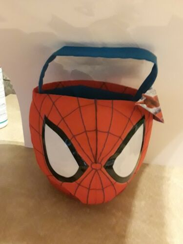 Marvel Spiderman Head Halloween Trick Or Treat Bag Plush Basket Disney 2012 7 In