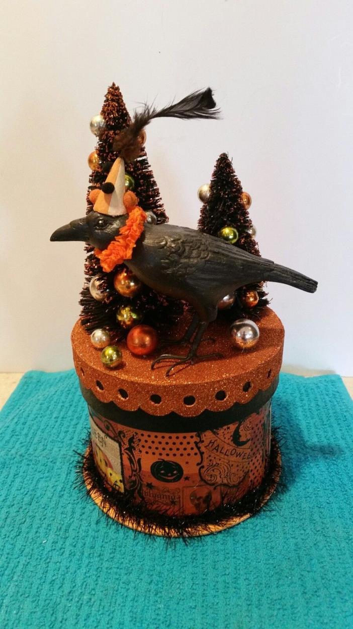 Bethany Lowe Designs ~ Party Crow On Box Container ~ Halloween Trees, Bulbs