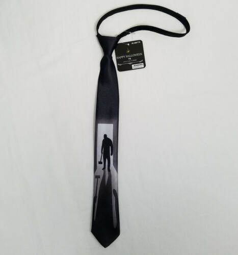 Halloween Zipper Neck Tie Costume Scary Shadow Man Thin Black White Party New