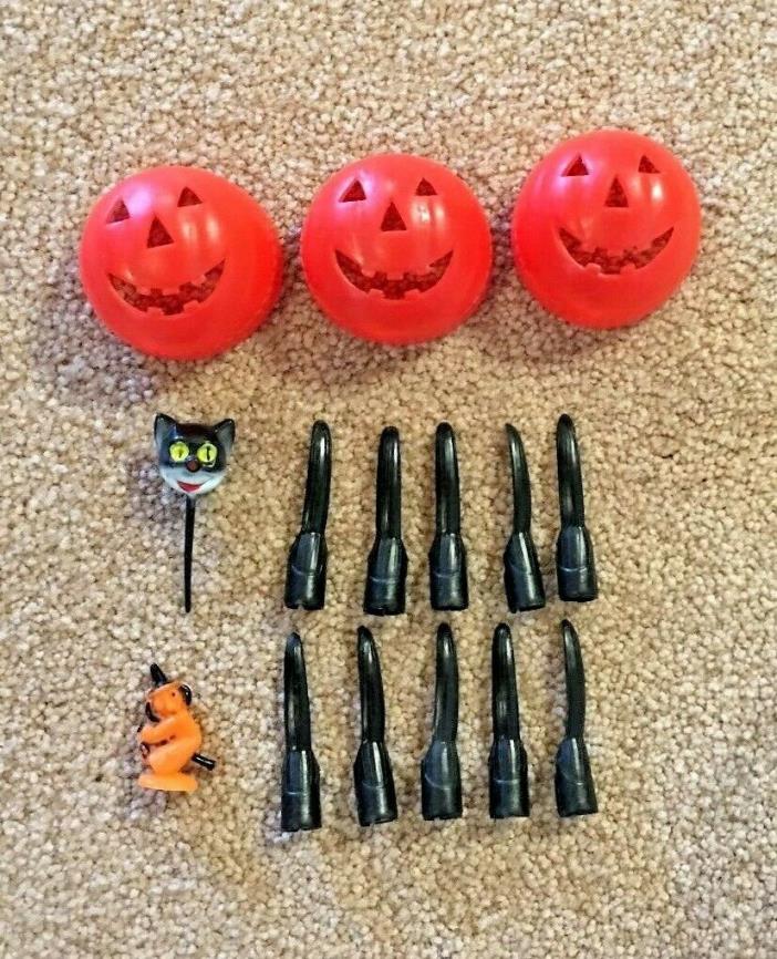 Vintage Halloween Accessories Jack-o-Lantern Flashlight Covers Fake Nails