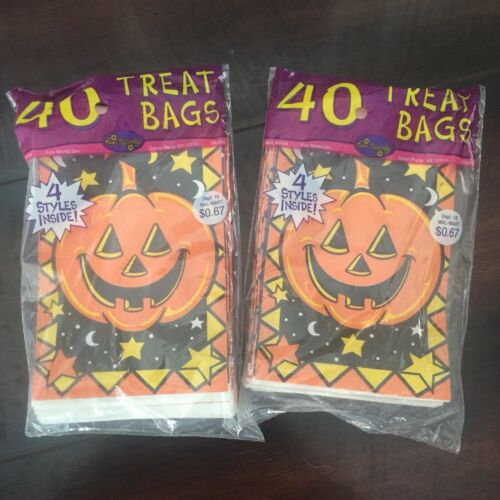NEW Vintage Halloween Treat Bags Lot of 2 Packs 80 Total NOS 1990s Paper