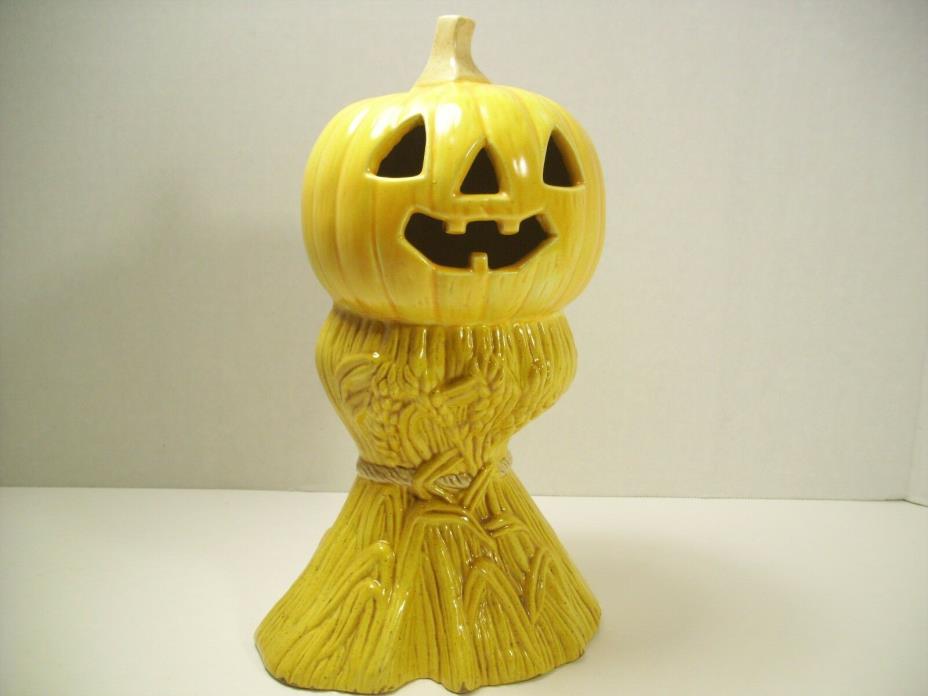 Vintage Halloween Pumpkin Haybale Ceramic Fall Decoration Jack o'lanten