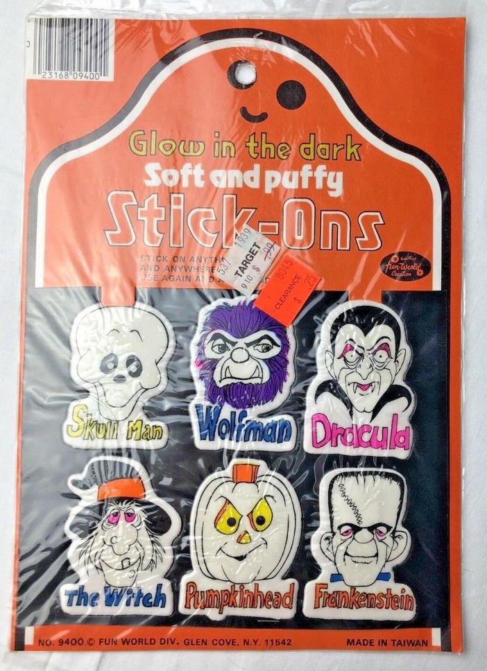 Vintage NOS Halloween Puffy 3D Stickers Wolfman Dracula Frankenstein