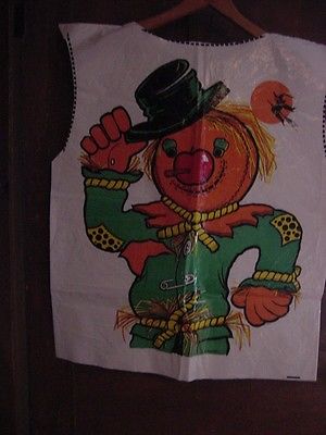 Vintage 1960s Plastic HALLOWEEN Costume: Colorful SCARECROW by Salli