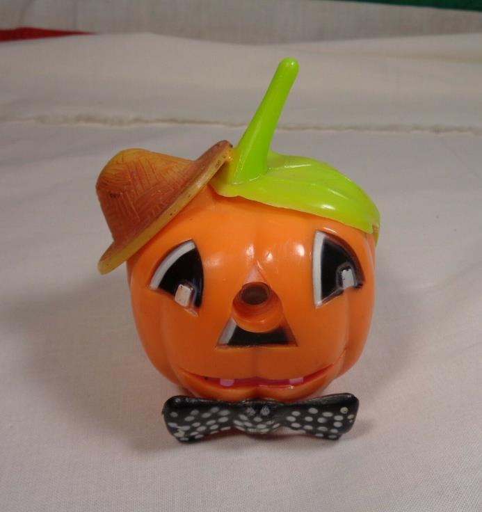 Vintage Halloween Pumpkin Toy Fun World Jack O Lantern Hard Plastic
