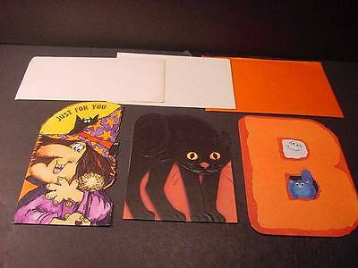 3 Different New Adult Halloween Card Lot w/Envelopes-Hallmark-Black Cat,Witch#13