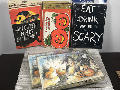 Lot (7) Packs of Vintage Halloween Party Invitations 80s 90s