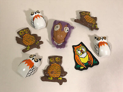 Lot (x8) Vtg Halloween Owl Magnets
