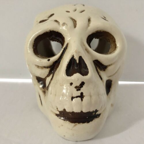 Vintage Ceramic Skull Head by Nanco Retro Decor Candle Holder Made in Taiwan