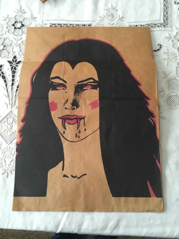 Vintage Topstone Brown Paper Bag Halloween Mask Lady Vampire Folded Unused